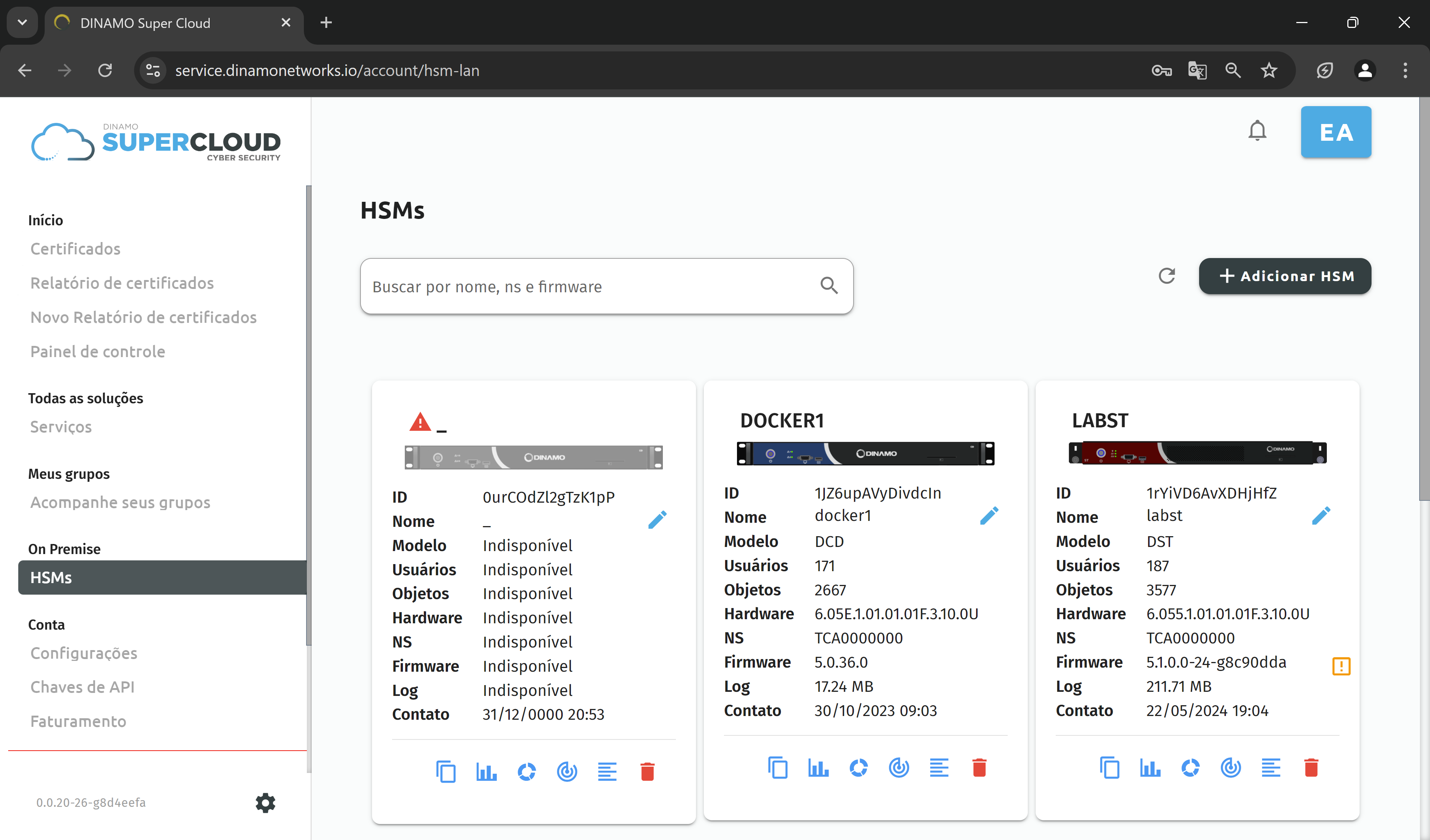 HTTP console page for linking to the cloud platform