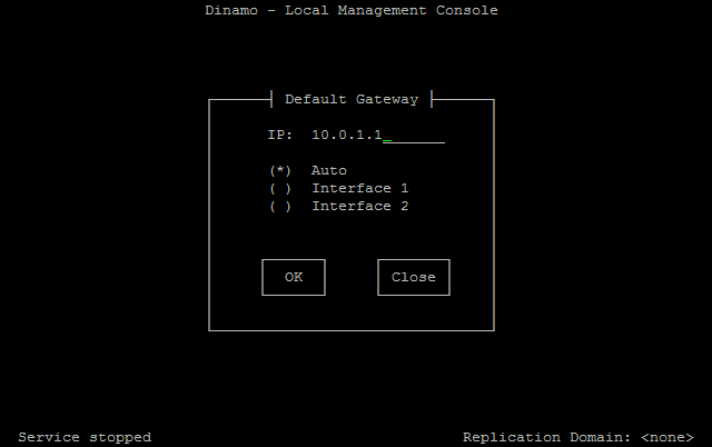 Default Gateway configuration