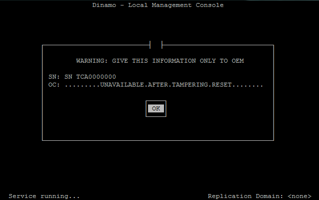 Displaying OEM security code on a tampered HSM