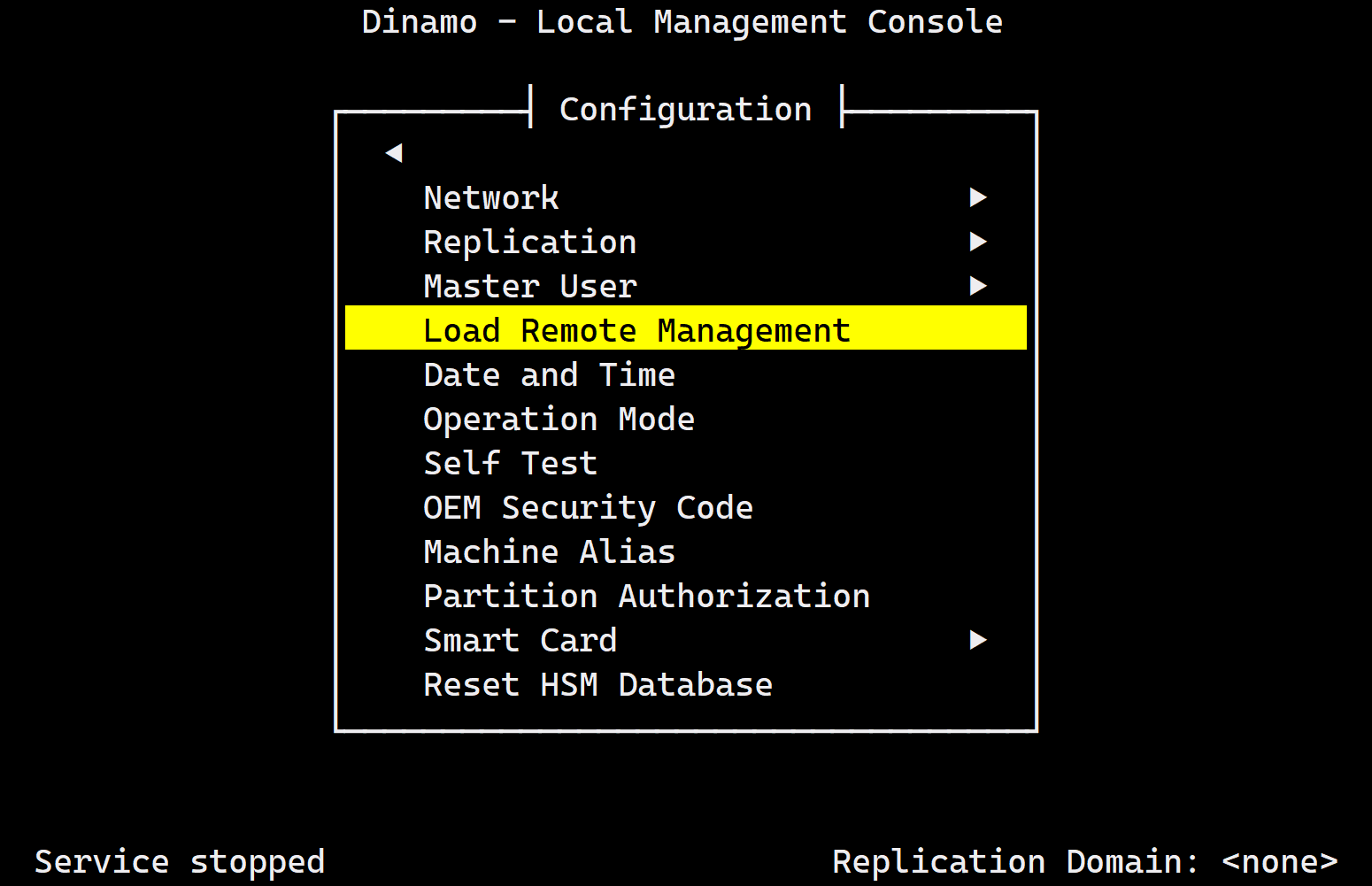 Remote management option on the local console